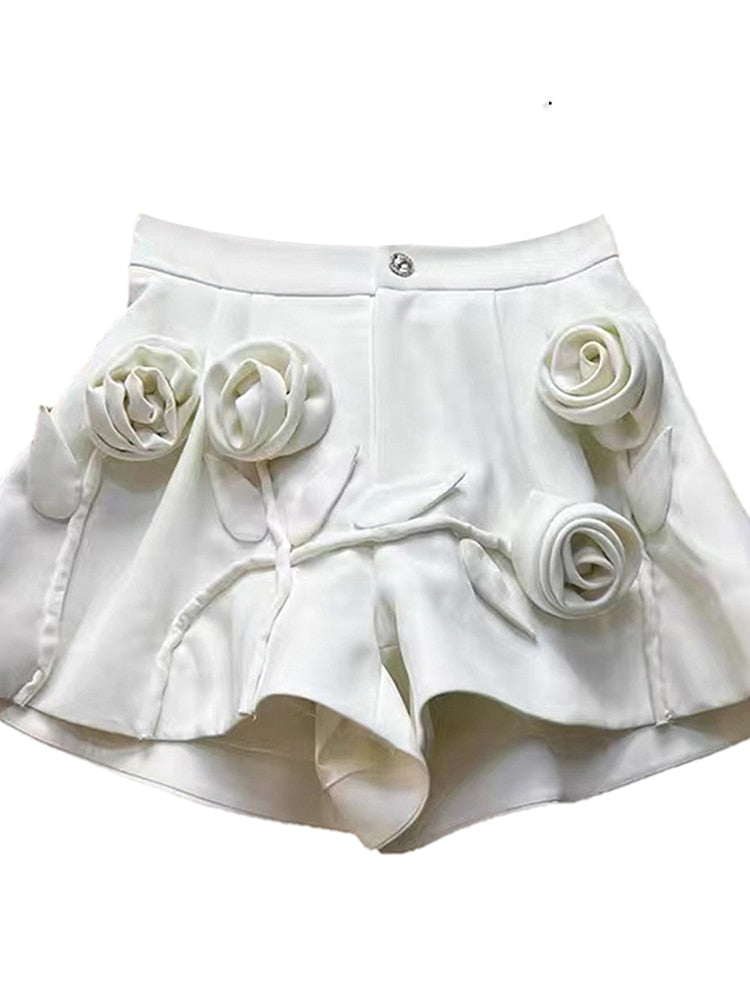 Ruffles Design Wide Leg Shorts