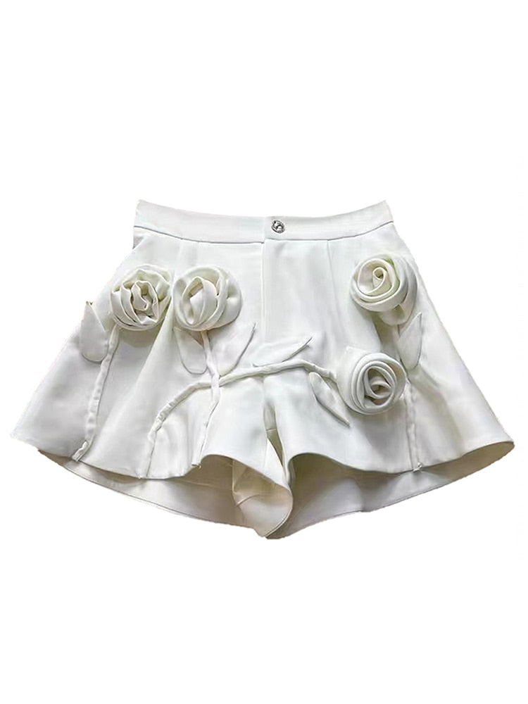 Ruffles Design Wide Leg Shorts