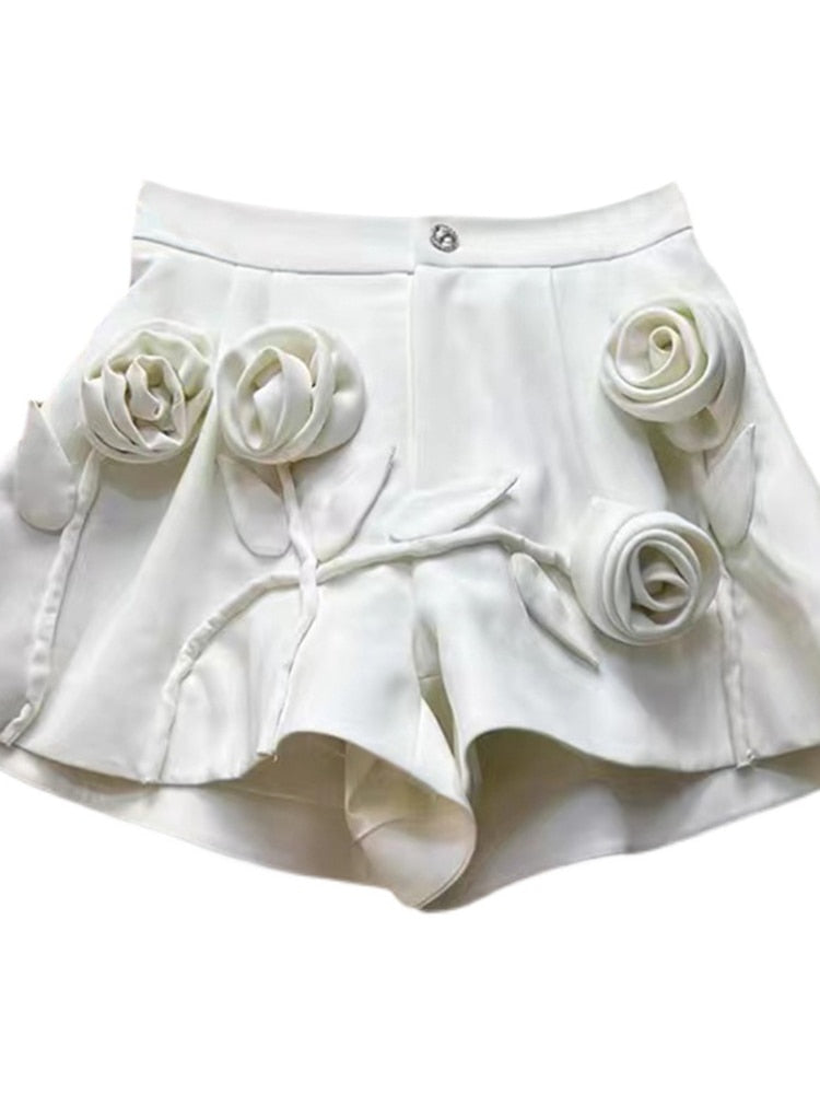 Ruffles Design Wide Leg Shorts