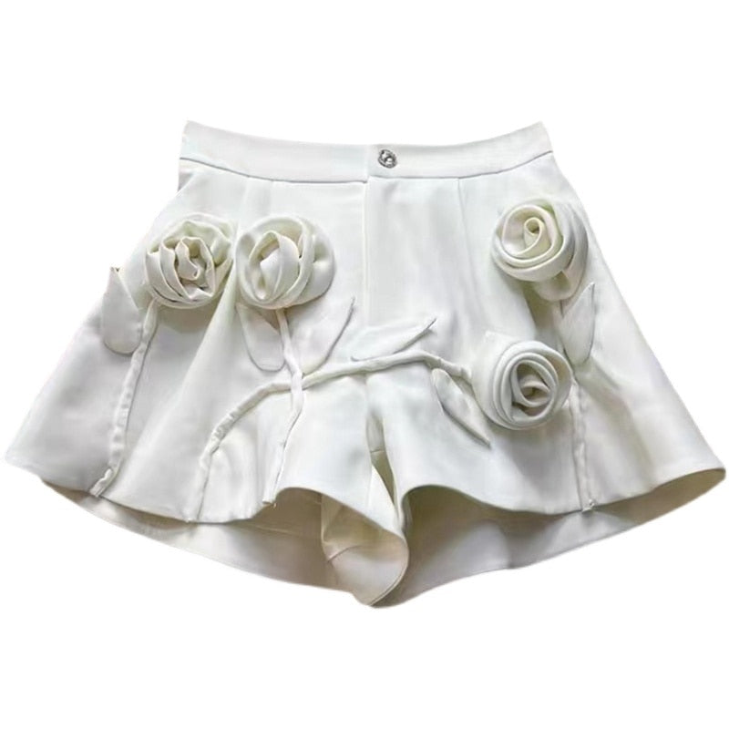 Ruffles Design Wide Leg Shorts